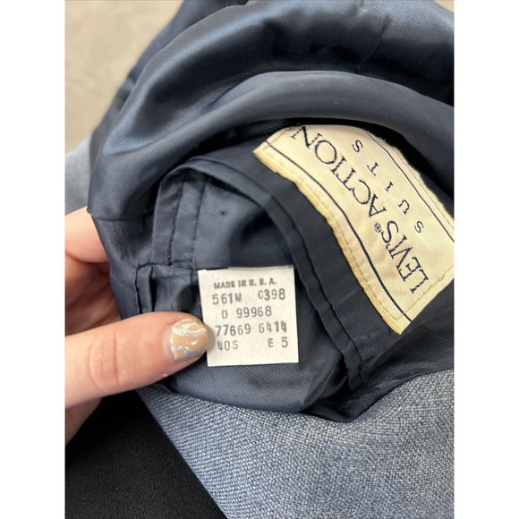 Vintage Levi's Action Suit Retro Men's 40 Short 35 x 32 Blue 2 Piece Sta-Prest - Picture 7 of 16